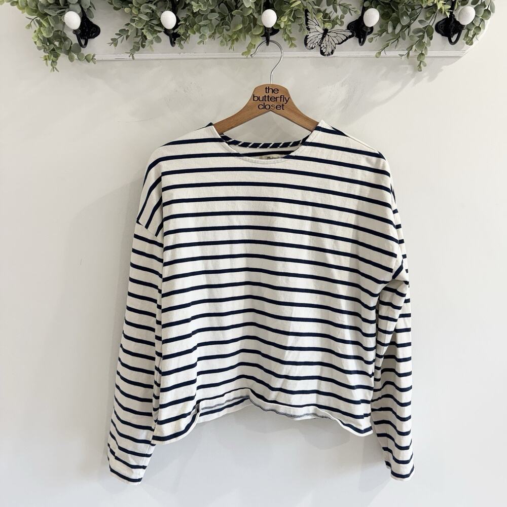 Madewell Long Sleeve Striped Crewneck Elbow Patch Style Nn128 Fall 23 Medium KS